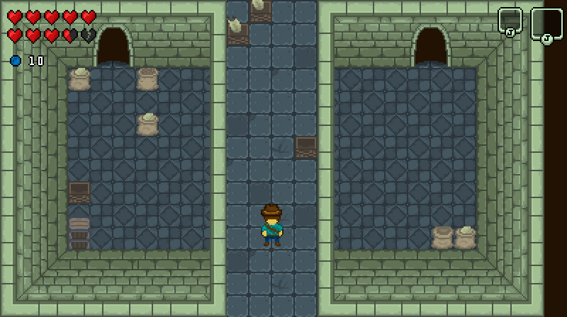 A bridge over a large room deep in the dungeon